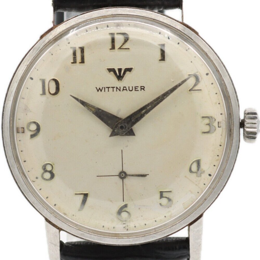 Vintage 32mm Wittnauer Sub-Seconds Men's Mechanical Wristwatch Swiss Steel